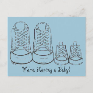 Carte Postale Faire-part Grands Petits Baskets Annonce de Naissance d'un No