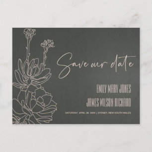 CARTE POSTALE FAIRE-PART GRAY DESERT CACTI SUCCULENT SKETCH ENREGISTRER LA