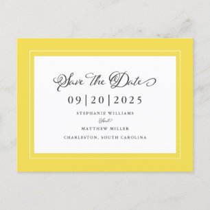 Carte Postale Faire-part Gray Jaune tendance Enregistrer La Date Mariage Él