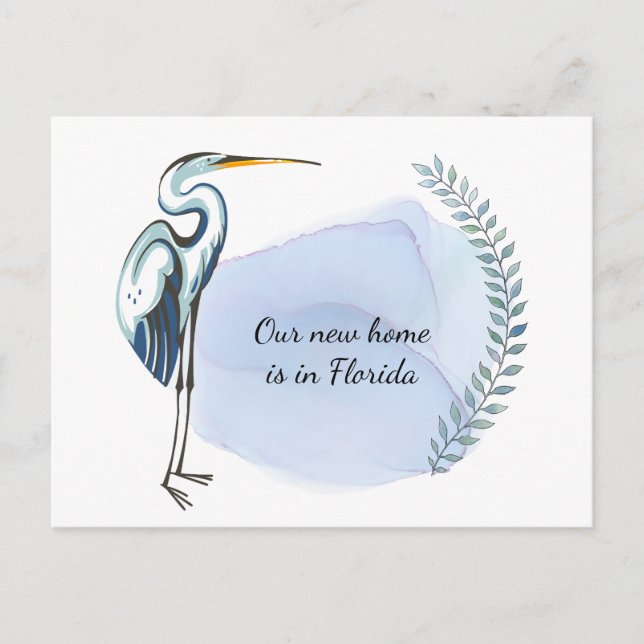 Carte Postale Faire-part Great Blue Heron Florida Nouveau domicile Changeme (Devant)
