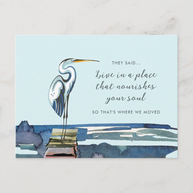 Carte Postale Faire-part Great Blue Heron Waterfront Nouvelle adresse (Devant)