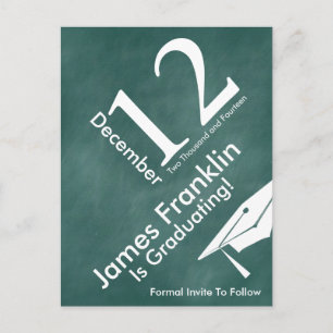 Carte Postale Faire-part Green Chalkboard Trendy Enregistrer La Date Gradua