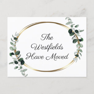 Carte Postale Faire-part Green Eucalyptus Gold Metallic Nouvelle adresse