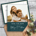 Carte Postale Faire-part Green Fun Script photo moderne minimaliste Mariage<br><div class="desc">Green Fun Script Photo Moderne Mariage Minimaliste Enregistrer La Date Carte Postale Faire-part. Faites savoir à votre famille, à vos amis et à vos collègues que vous avez fixé une date pour votre célébration mariage avec ce mariage élégant, élégant et moderne, enregistrez la carte d'invitation de date. Tous les textes...</div>