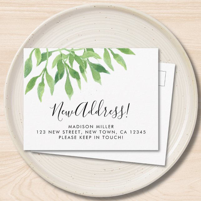 Carte Postale Faire-part Greenery New Address Moving  (Créateur téléchargé)