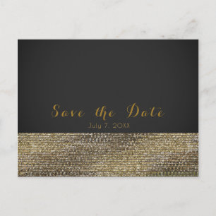 Carte Postale Faire-part Gris et or Moderne Glamour Sequins Chic Enregistre