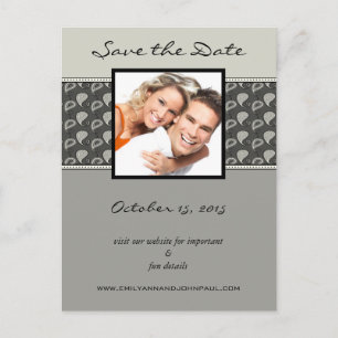 Carte Postale Faire-part Gris Ivoire Noir Paisley Save The Date Vos Photos