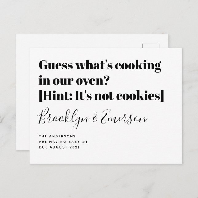 Carte Postale Faire-part Grossesse de la typographie (Devant / Derrière)