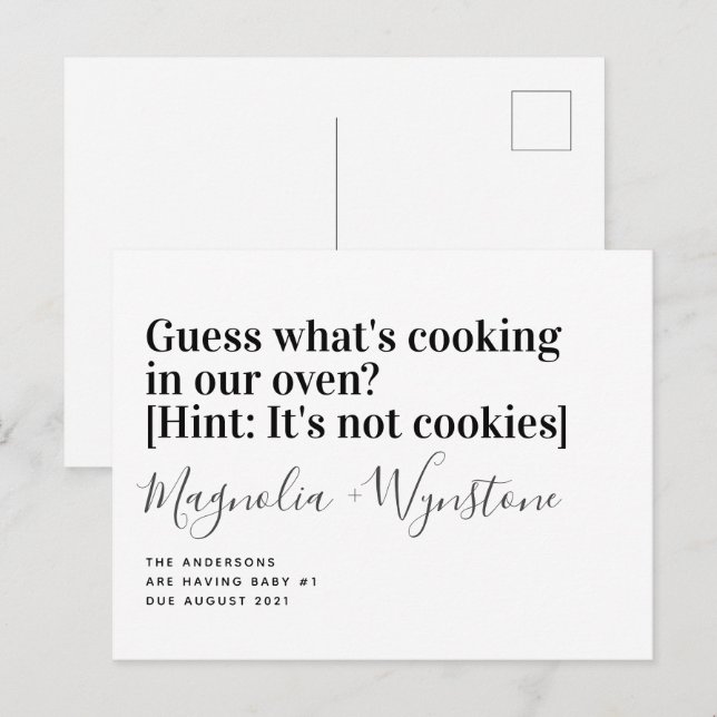 Carte Postale Faire-part Grossesse de la typographie (Devant / Derrière)