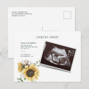 Carte Postale Faire-part Grossesse de l'éucalyptus du tournesol floral