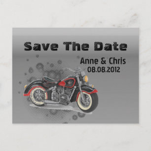 Carte Postale Faire-part grunge Motorcyle Biker Mariage enregistrer la date