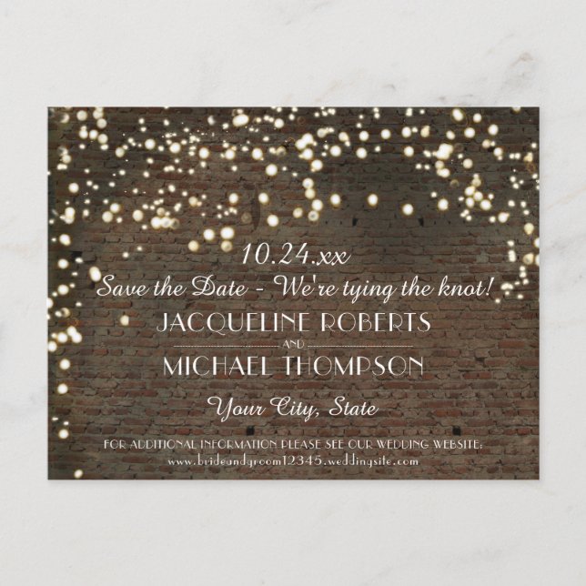 Carte Postale Faire-part Guirlande lumineuse en briques urbaines entrepôt i (Devant)