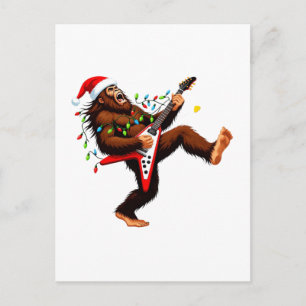 Carte Postale Faire-part Guitare électrique Bigfoot Sasquatch Noël 2026