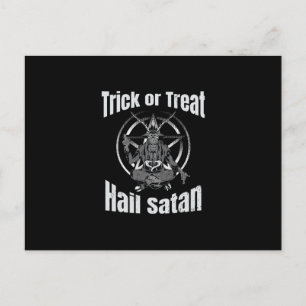 Carte Postale Faire-part Hail Satan Pentagramme Bouc Halloween