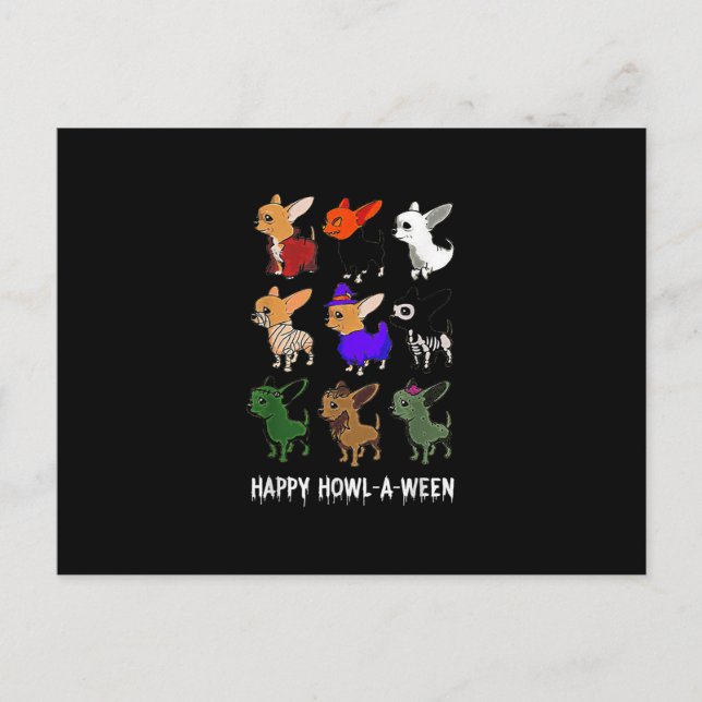 Carte Postale Faire-part Halloween Chihuahua Chien drôle Halloween heureux (Devant)