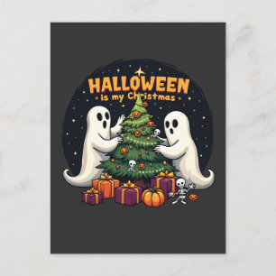 Carte Postale Faire-part Halloween est mon Noël drôle Fantôme Noël Père Noë