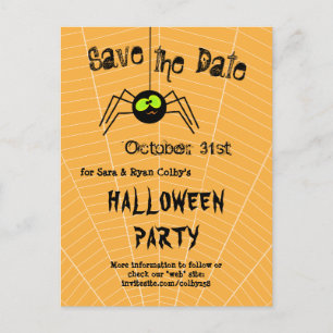 Carte Postale Faire-part Halloween Party Black Spider Orange Enregistrer la