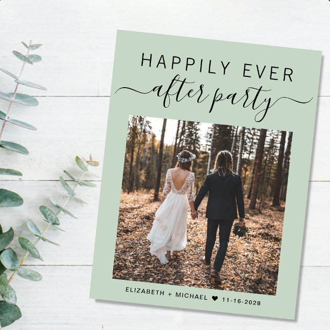 Carte Postale Faire-part Happily Ever After Party QR Code Photo Wedding (An chic Happily Ever After Party postcard invitation for your wedding celebration)