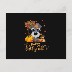 Carte Postale Faire-part happy fall yall schnauzer chien thanksgiving