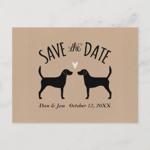 Carte Postale Faire-part Harrier Chien Silhouettes Mariage Enregistrer la d