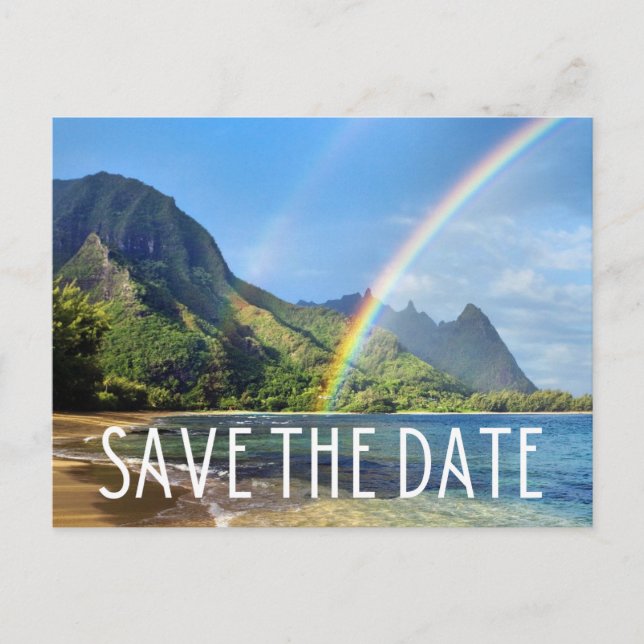 Carte Postale Faire-part Hawaii Beach Destination Mariage Enregistrer la da (Devant)