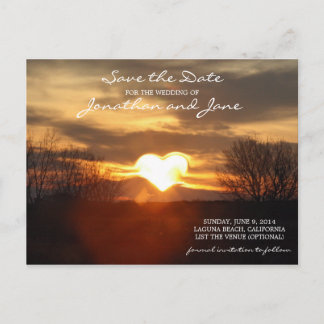Carte Postale Faire-part Heart Sunset Mariage romantique Enregistrer la dat