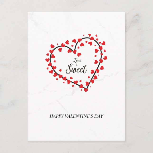 Carte Postale Faire-part Heart with Hearts Love is Sweet Quote Design (Devant)