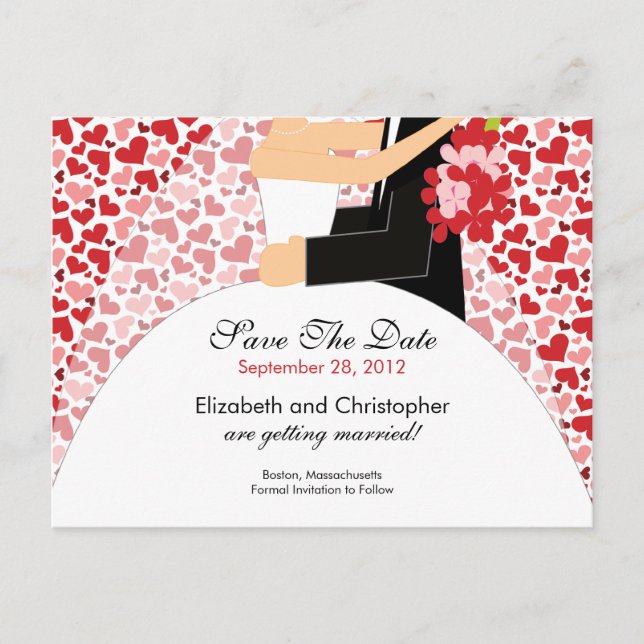 Carte Postale Faire-part Hearts Marié & Groom Enregistrer La Date Invitatio (Devant)