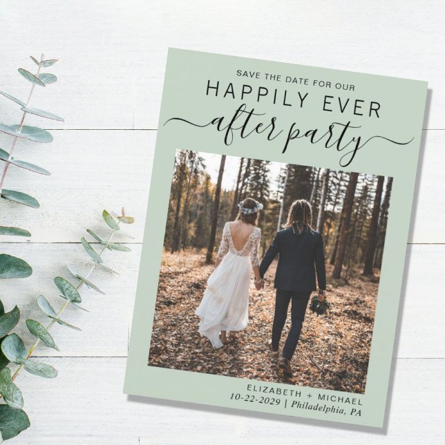 Carte Postale Faire-part Heureusement Jamais Après Mariage Réception Enregi (An chic Happily Ever After Party postcard invitation for your wedding celebration)