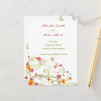 Carte Postale Faire-part Hibiscus Jaune & Hirondelles Florales Enregistrer