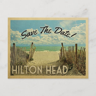 Carte Postale Faire-part Hilton Head Save The Date Vintage Beach Nautique