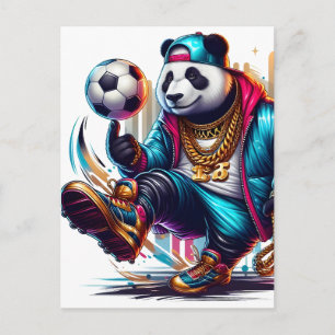 Carte Postale Faire-part Hip Hop Panda Football de Soccer Été Sports