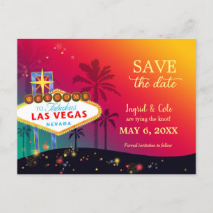Carte Postale Faire-part Hip Twilight Las Vegas Mariage Enregistrer la date