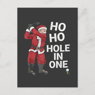Carte Postale Faire-part Ho Ho Hole en Un Drôle de Golf Noël 