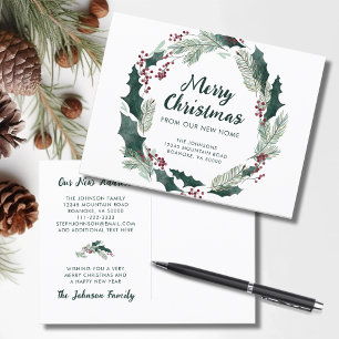 Carte Postale Faire-part Holly Wreath Joyeux Noël de New Home