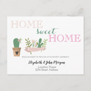 Carte Postale Faire-part Home Sweet Home, Annonce Fleur de Cactus