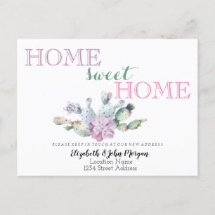 Carte Postale Faire-part Home Sweet Home, Cactus Succulent Flower