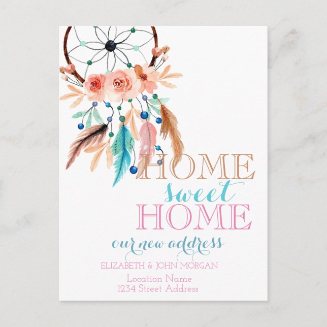 Carte Postale Faire-part Home Sweet Home, Dream Catcher, Nouvelle adresse (Devant)