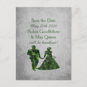 Carte Postale Faire-part Homme vert et Madame Handfasting Save de lierre la