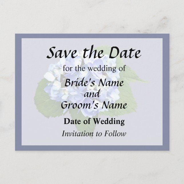 Carte Postale Faire-part Hortensia bleu et violet (Devant)