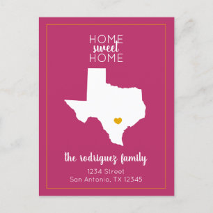 Carte Postale Faire-part Hot Rose & Jaune Maison Sweet Home - Texas Moving