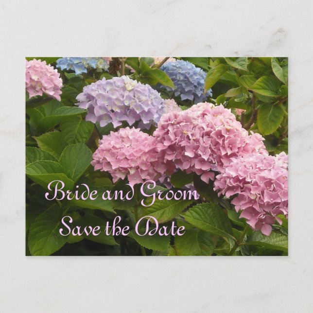 Carte Postale Faire-part Hydrangeas de mariage Enregistrez la date (Devant)