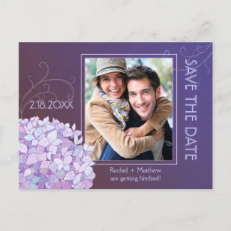 Carte Postale Faire-part Hydrangeas Indigo Mariage Photo Enregistrer la dat