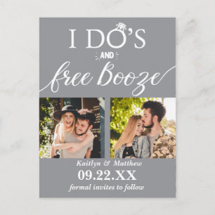 Carte Postale Faire-part I Do's & Free Booze Modern Wedding Enregistrer la 