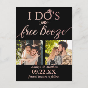 Carte Postale Faire-part I Do's & Free Booze Modern Wedding Enregistrer la