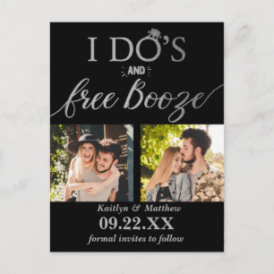Carte Postale Faire-part I Do's & Free Booze Modern Wedding Enregistrer la 