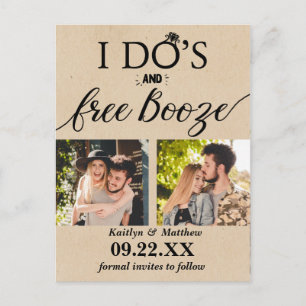 Carte Postale Faire-part I Do's & Free Booze Modern Wedding Enregistrer la 