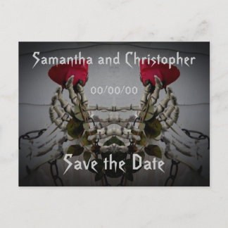 Carte Postale Faire-part Illusion squelettique gothique Enregistrer la date