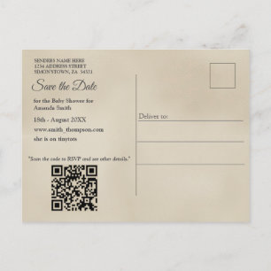 Carte Postale Faire-part Illustration artistique d'oiseaux simplistes de st