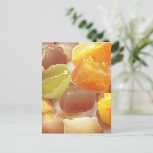 Carte Postale Faire-part Illustration de dessert de boule de taro (Debout devant)
